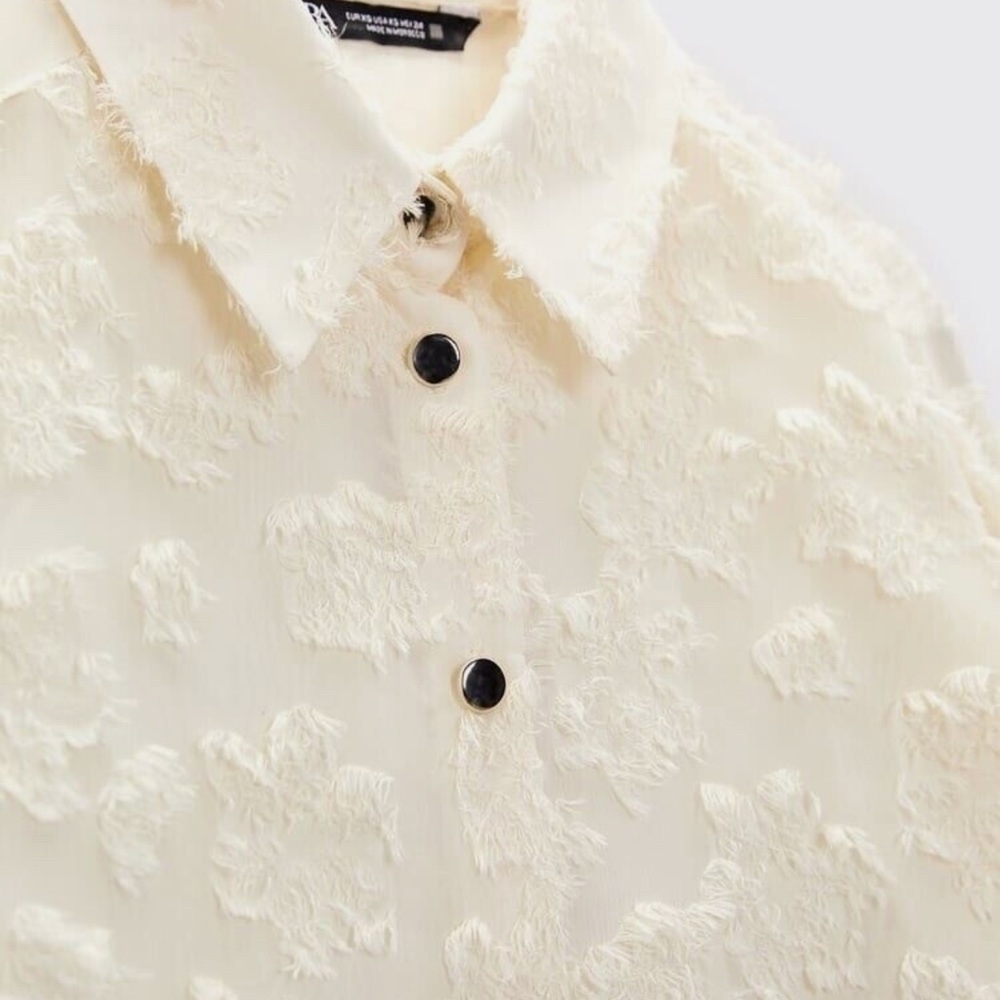 Zara Cream Semi-Sheer Top
